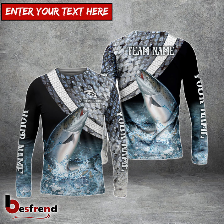 Besfrend Salmon Fishing Skin Seawave Custom Name  Team Name 3D Shirts