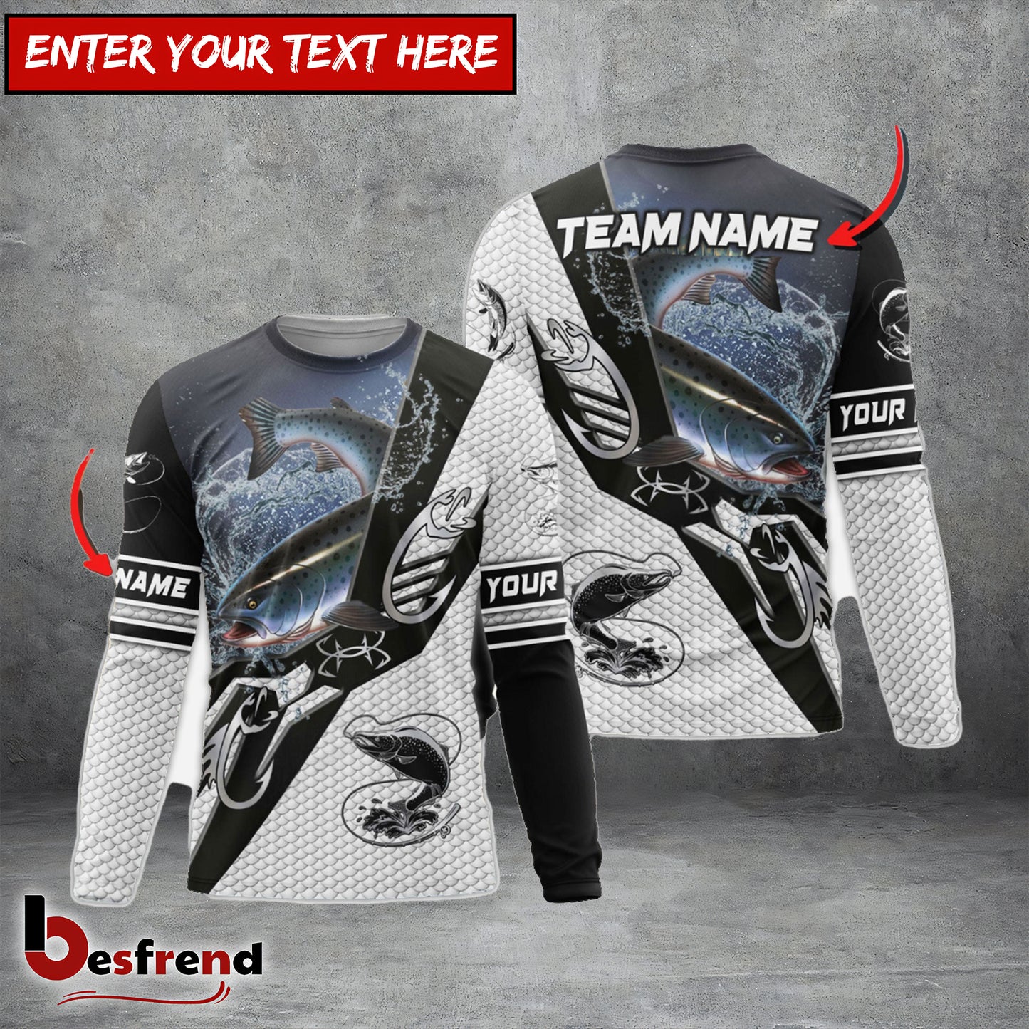 Besfrend Salmon Fishing Target Locked Custom Name  Team Name 3D Shirts
