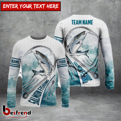 Besfrend Salmon Fishing White Fin Water Sport Custom Name  Team Name 3D Shirts