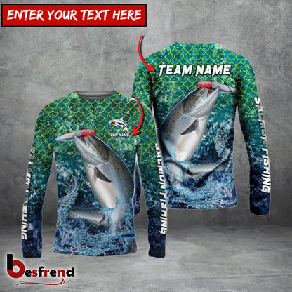 Besfrend Salmon Fishing Yellow Fin Sport Custom Name  Team Name 3D Shirts