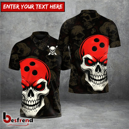 Besfrend Skull Bowling Ball Custom Name Team Name 3D Shirt