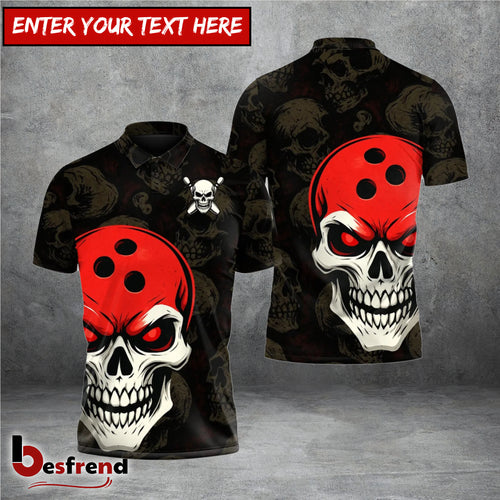 Besfrend Skull Bowling Ball Custom Name Team Name 3D Shirt