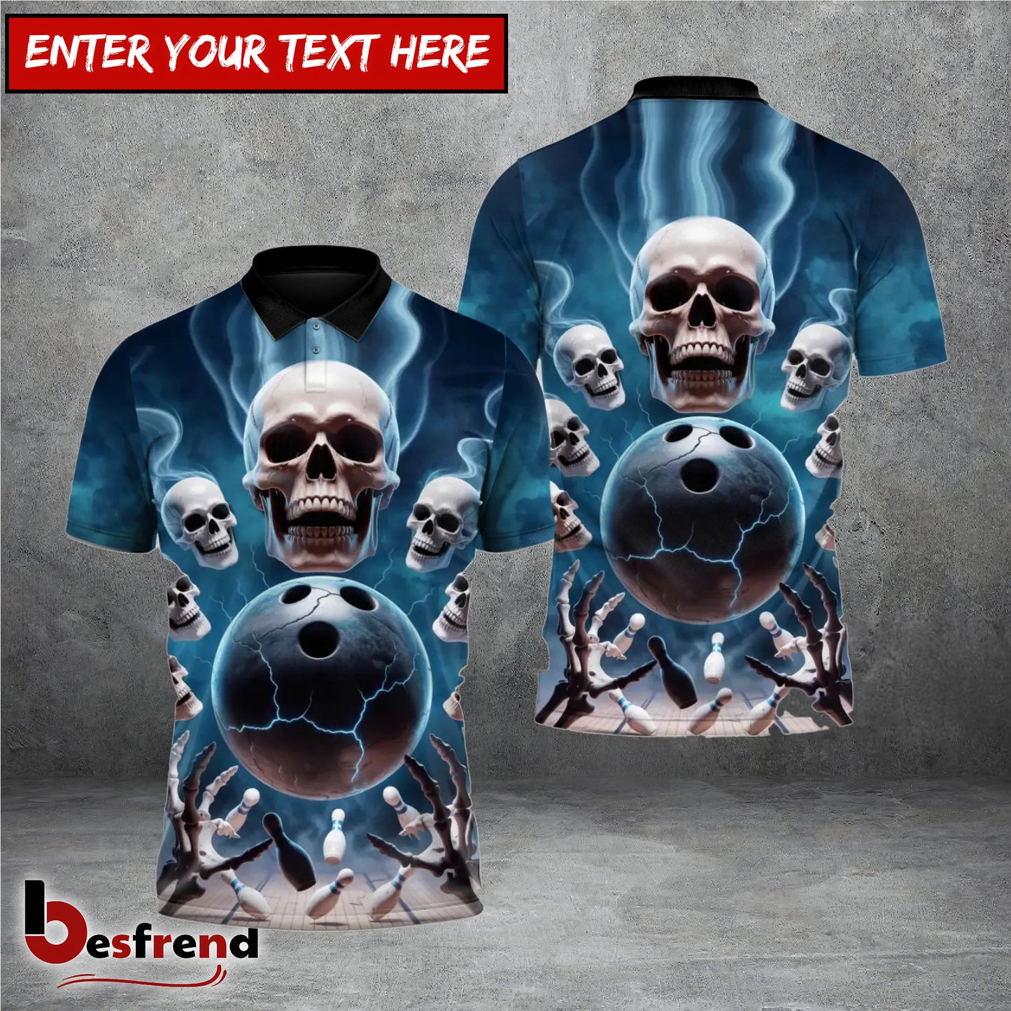 Besfrend Skull Force Bowling Attack 3D Shirt