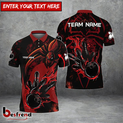 Besfrend Spider Bowling Personalized Name Team Name 3D Shirt  Colors