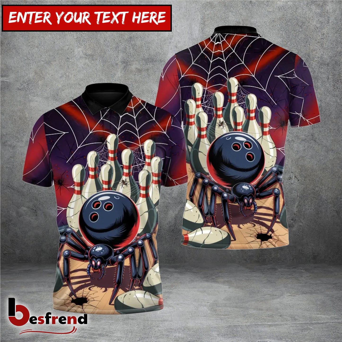 Besfrend Spider Strike Bowling Polo 3D Shirt
