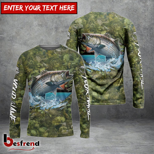 Besfrend Stripe Bass Fishing Camouflage Custom Name Shirts