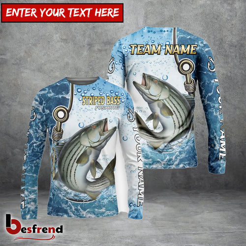 Besfrend Striped Bass Fishing Golden Hook Graphic Sport Custom Name  Team Name 3D Shirts