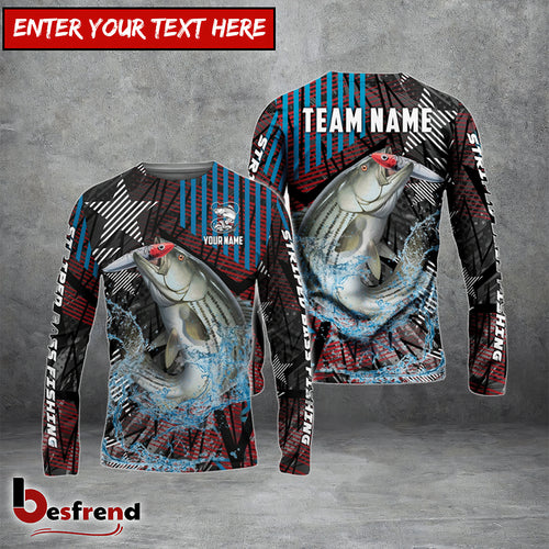 Besfrend Striped Bass Fishing Rising Star Custom Name  Team Name 3D Shirts