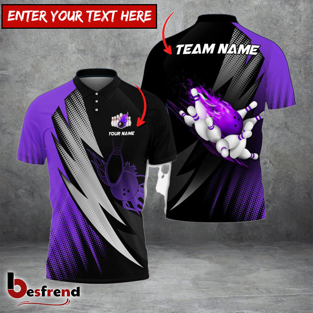 Besfrend Thunder Polka Dot Motifs Bowling Personalized Name Team Name 3D Shirt  Colors