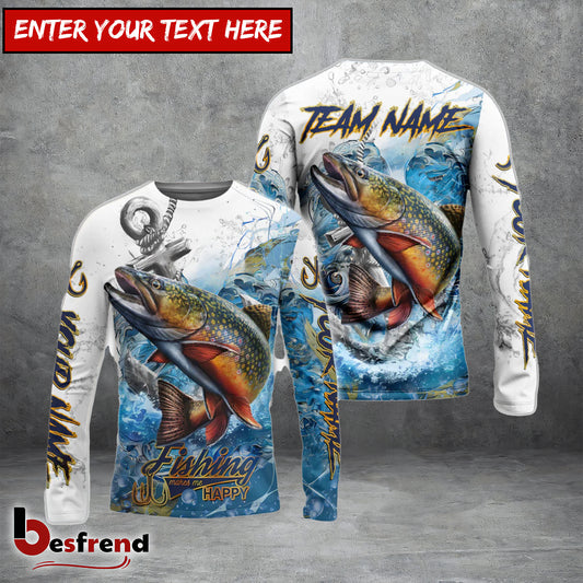 Besfrend Trout Fishing Anchor Ocean Splash Design Name  Team Name 3D Shirts