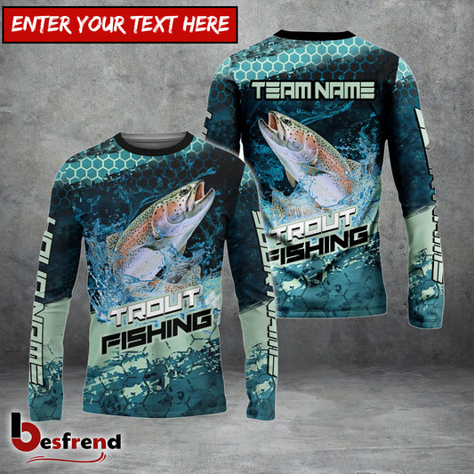 Besfrend Trout Fishing Aqua Strike Custom Name  Team Name 3D Shirts