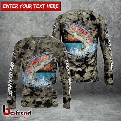 Besfrend Trout Fishing Camouflage Custom Name Shirts