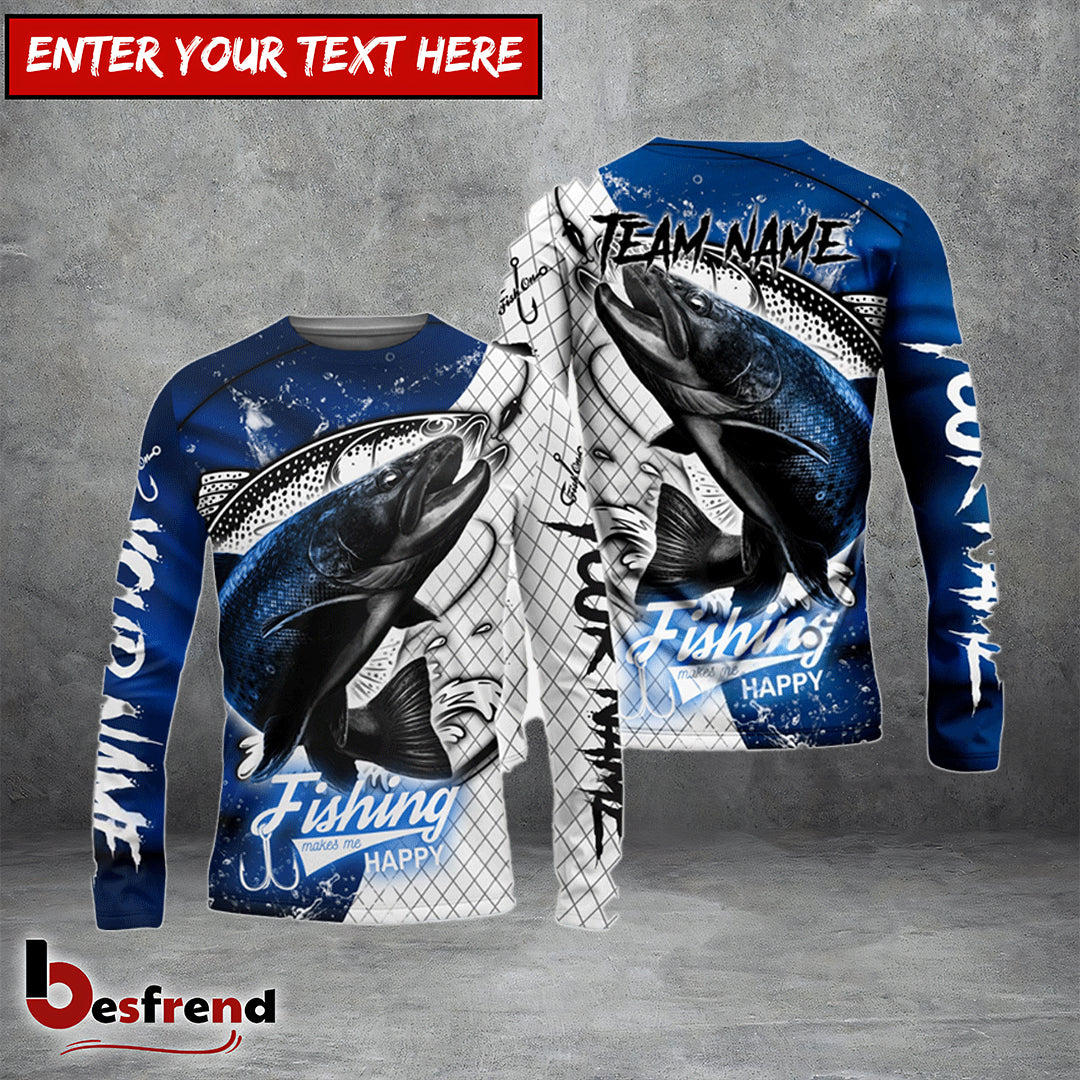 Besfrend Trout Fishing Dark Blue Skin Sport Custom Name  Team Name 3D Shirts