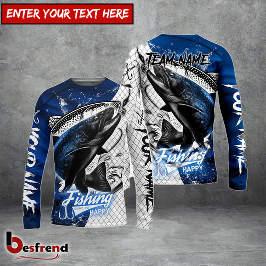 Besfrend Trout Fishing Dark Blue Skin Sport Custom Name  Team Name 3D Shirts