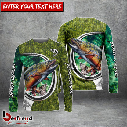 Besfrend Trout Fishing Hook Green Custom Long Sleeves Fishing Shirt
