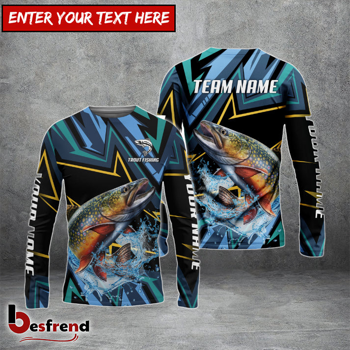 Besfrend Trout Fishing Lightning Pattern Sport Custom Name  Team Name 3D Shirts