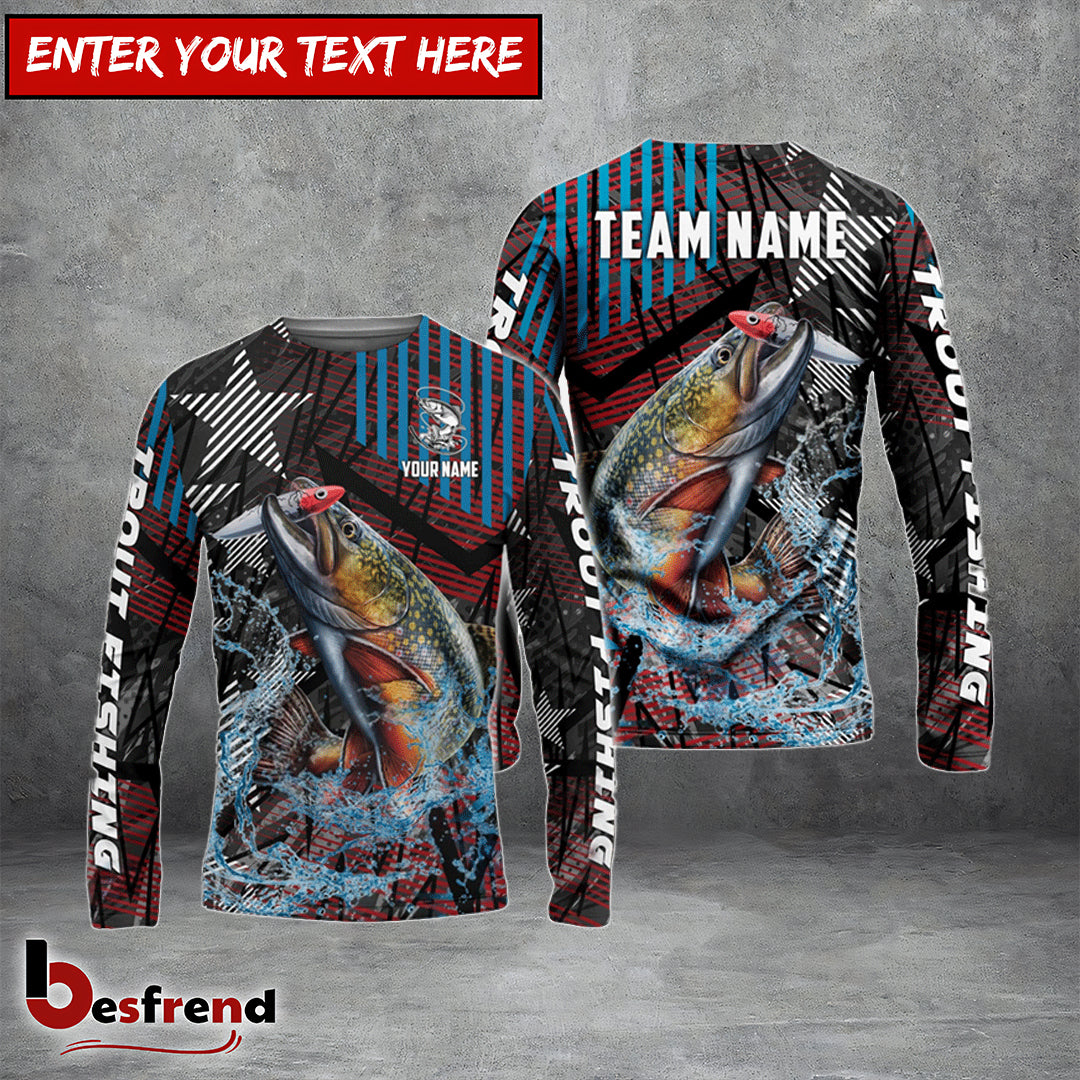 Besfrend Trout Fishing Rising Star Custom Name  Team Name 3D Shirts