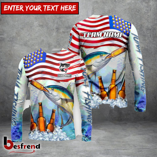 Besfrend Tuna Fishing American Flag Beer Custom Name  Team Name 3D Shirts