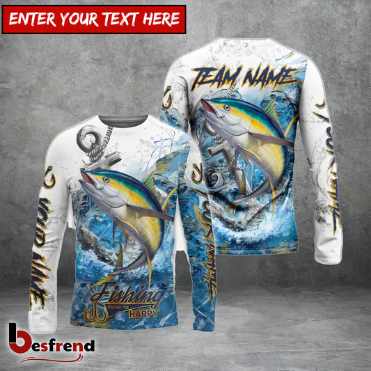 Besfrend Tuna Fishing Anchor Ocean Splash Design Name  Team Name 3D Shirts