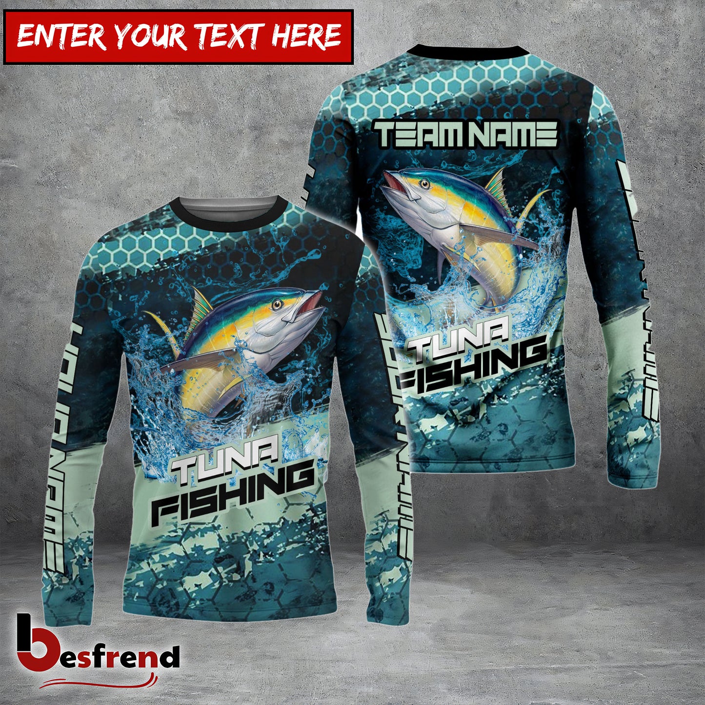 Besfrend Tuna Fishing Aqua Strike Custom Name  Team Name 3D Shirts