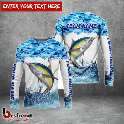 Besfrend Tuna Fishing Blue Water Camo Custom Name  Team Name 3D Shirts