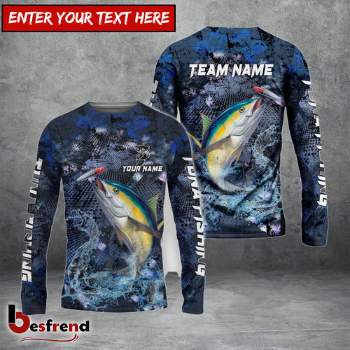 Besfrend Tuna Fishing Dark Blue Camouflage Custom Name  Team Name 3D Shirts