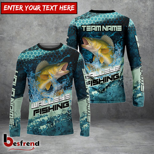 Besfrend Walleye Fishing Aqua Strike Custom Name  Team Name 3D Shirts