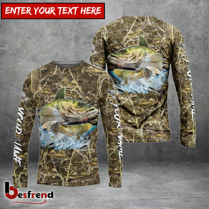 Besfrend Walleye Fishing Camouflage Custom Name Shirts