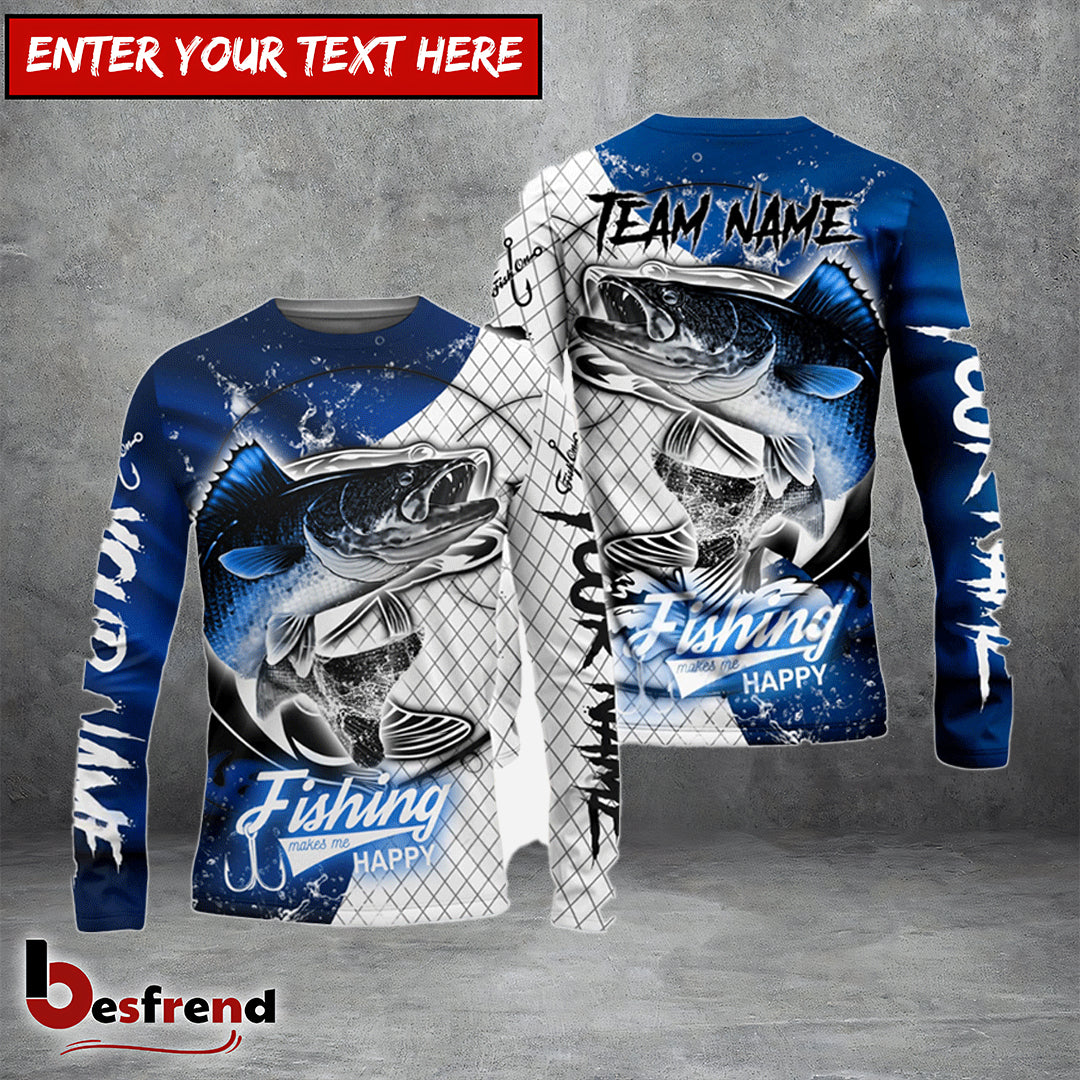 Besfrend Walleye Fishing Dark Blue Skin Sport Custom Name  Team Name 3D Shirts