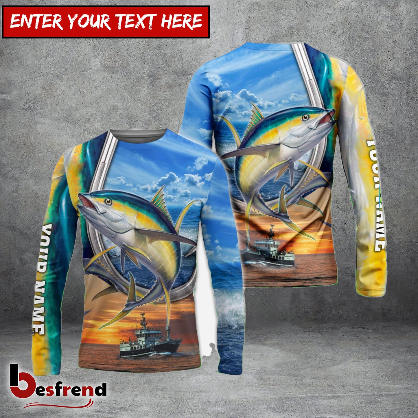 Besfrend Yellowfin Tuna Fishing Customize Name 3D Shirts