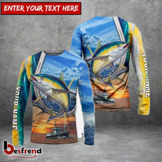 Besfrend Yellowfin Tuna Fishing Customize Name 3D Shirts