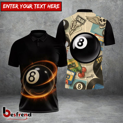 Besfrend  8-Ball Billiards Rewind – Retro 3D Shirt