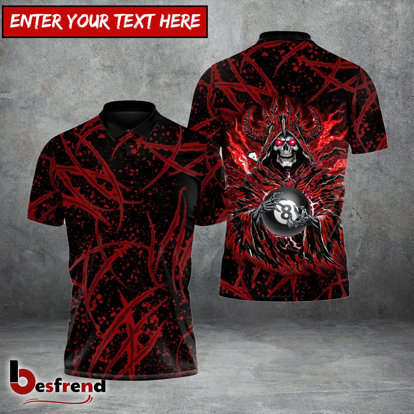 Besfrend  8 Ball Billiards Skull Emperor 3D Shirt