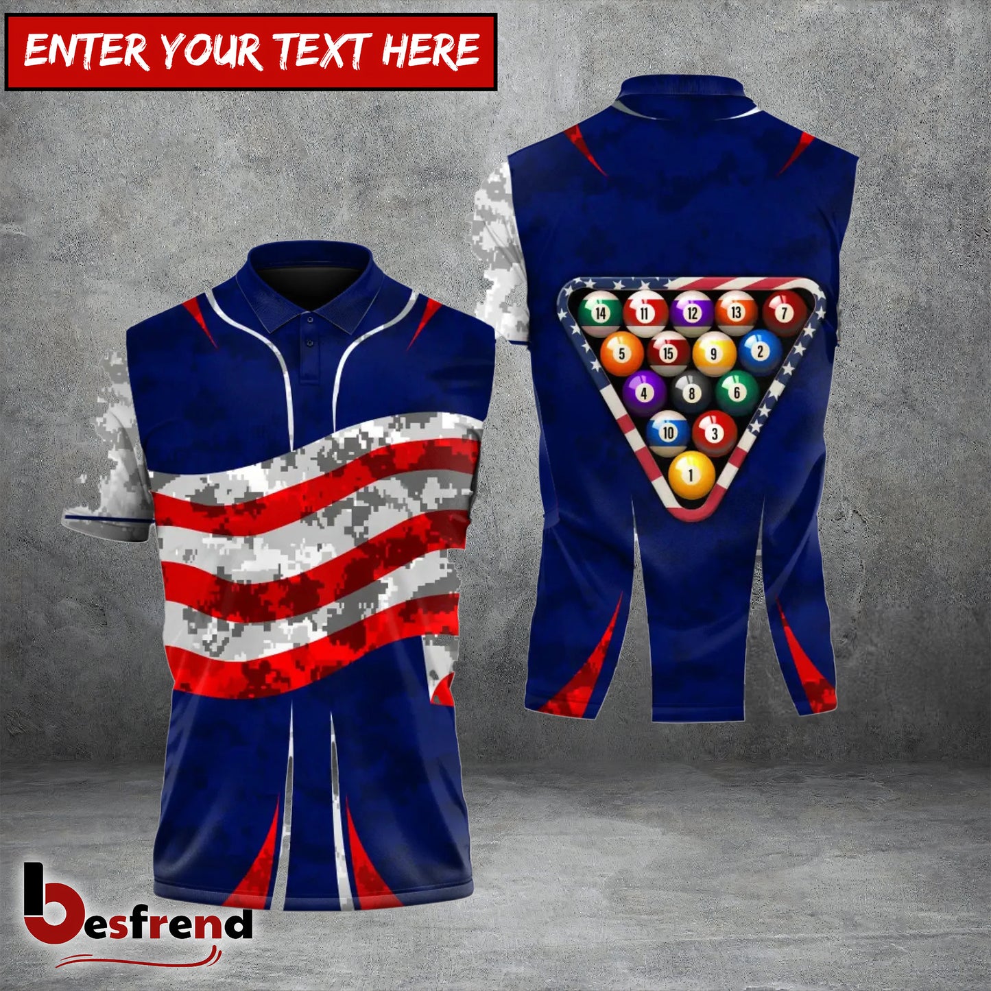 Besfrend  American Power Triangle Billiards 3D Shirt