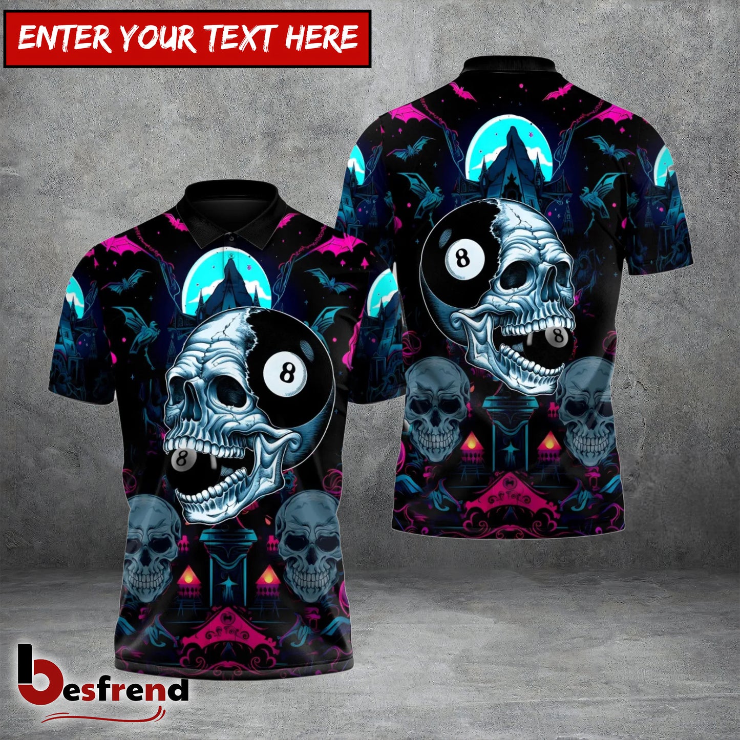 Besfrend  Ball 8 Billiards Skull Reapers of the Black Moon 3D Shirt