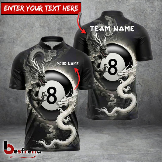 Besfrend  Billiards 89 Ball Black And White Dragon Couple Personalized Shirt 3 Options