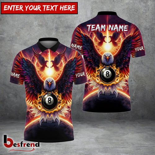 Besfrend  Billiards 8Ball Pool Hawk Pattern Customized Name 3D Shirt 4 Colors