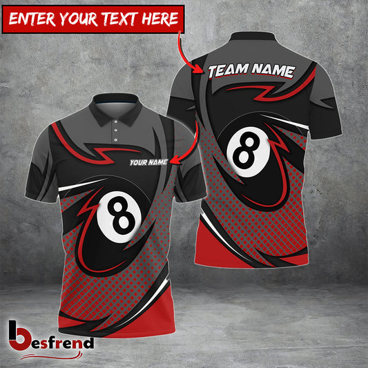 Besfrend  Billiards 8 Ball Pool Personalized Name Team Name Unisex Shirt  6 Colors
