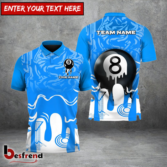 Besfrend  Billiards 8ball Colorful Paint Custom Name Team Name 3D Shirt