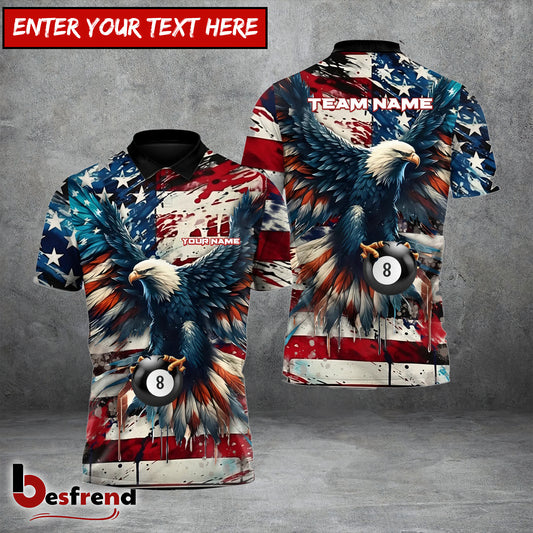 Besfrend  Billiards 8ball Patriot Break Custom Name Team Name 3D Shirt S