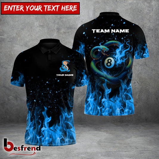 Besfrend  Billiards 8ball Snake Fire Custom Name Team Name 3D Shirt