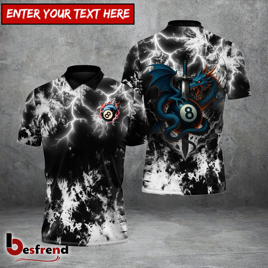 Besfrend  Billiards 8ball Snake Tide Dye Custom Name Team Name 3D Shirt 5 Colors