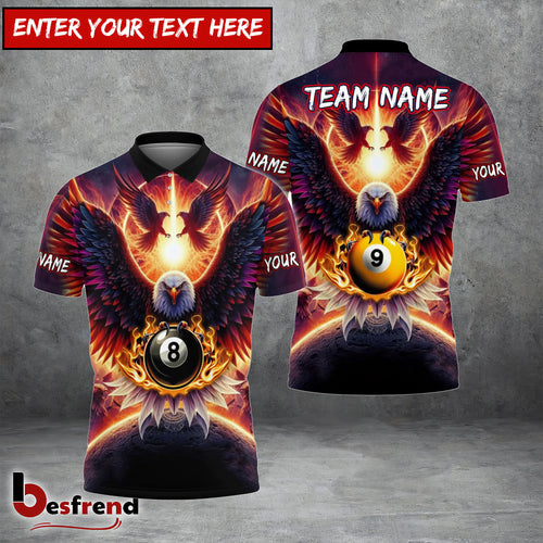 Besfrend  Billiards 8ball  9ball Hawk Pattern Customized Name Team Name 3D Shirts 4 Colors