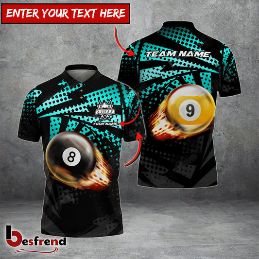 Besfrend  Billiards Ball 89 Fire Point Strike Personalized Name Team Name Unisex Shirt  4 Colors