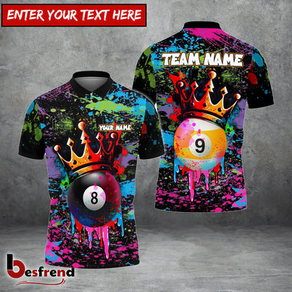 Besfrend  Billiards Ball 89 King Graffiti Customized Name Team Name 3D Shirt