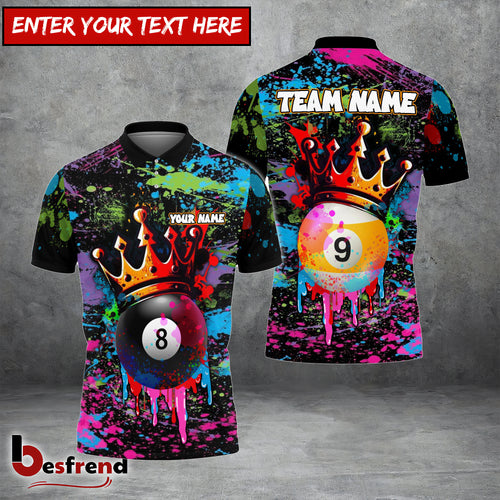 Besfrend  Billiards Ball 89 King Graffiti Customized Name Team Name 3D Shirt