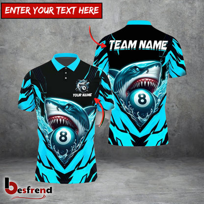 Besfrend  Billiards Ball 8 Angry Shark Personalized Name Shirt 4 Colors