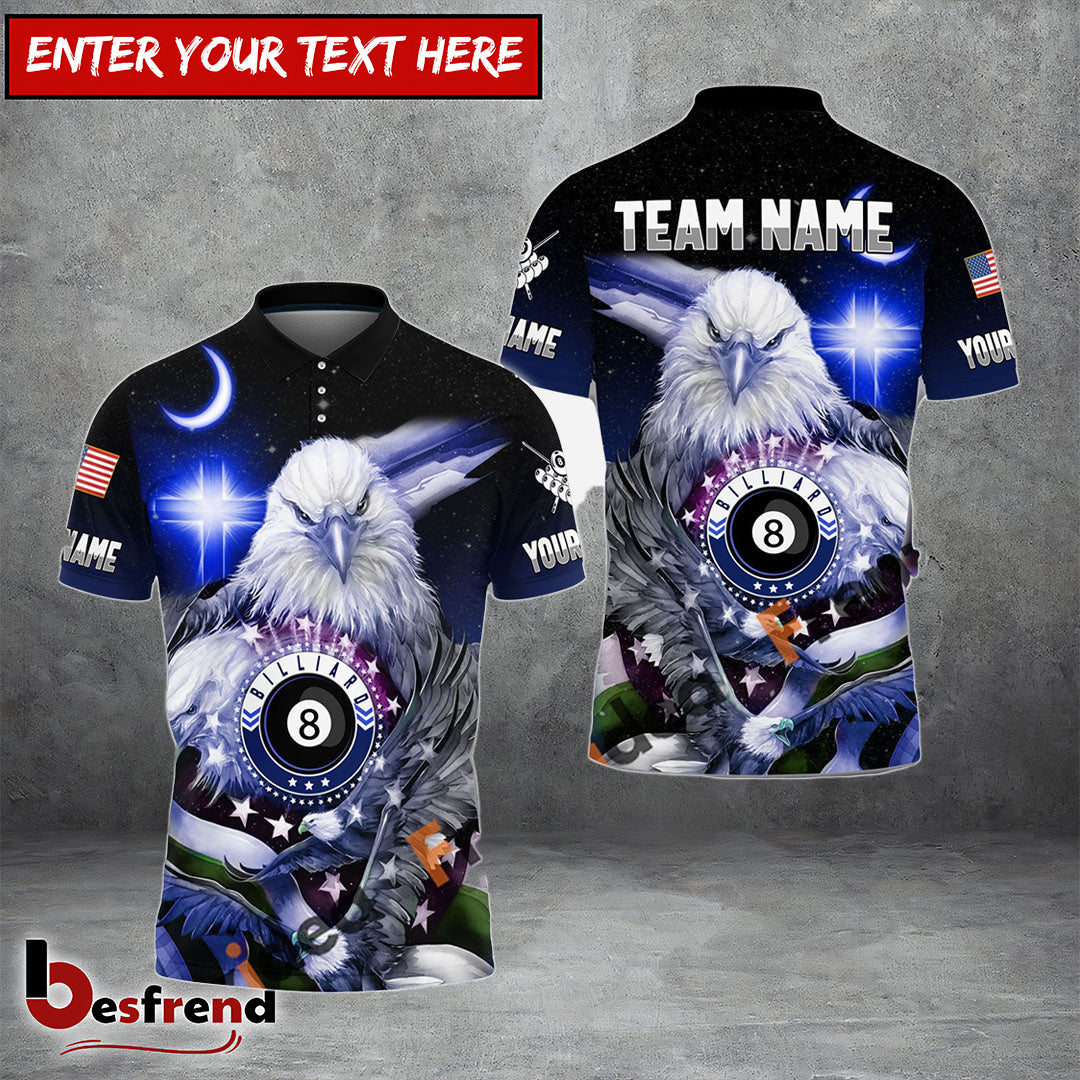 Besfrend  Billiards Ball 8 Cross Eagle American Flag Personalized Name  Team Name Shirt 4 Colors