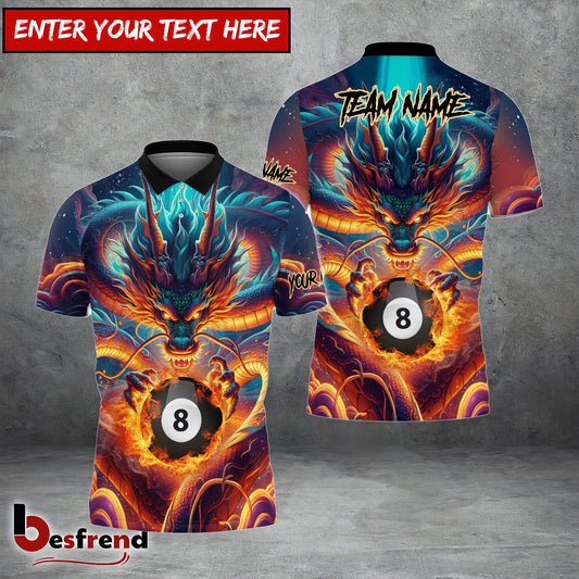 Besfrend  Billiards Ball 8 Dragon Color Custom Name Team Name 3D Shirt