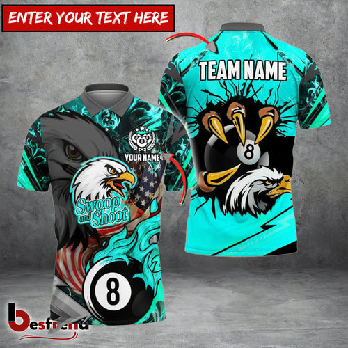 Besfrend  Billiards Ball 8 Eagle Claw Firestorm American Flag Personalized Name Shirt 4 Colors